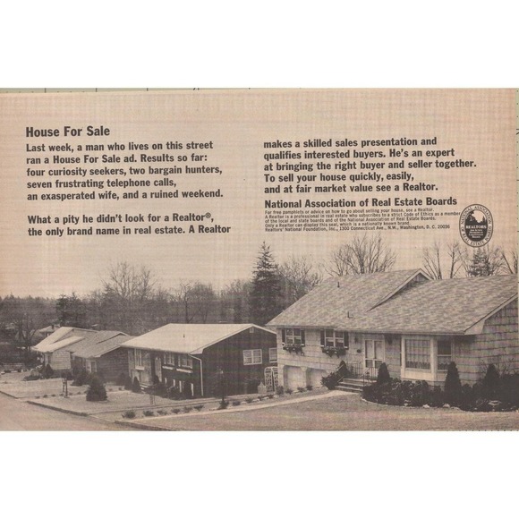 National Association of Real Estate Other - 1969 Realtor National Association of Real Estate Vintage Print Ad House For Sale